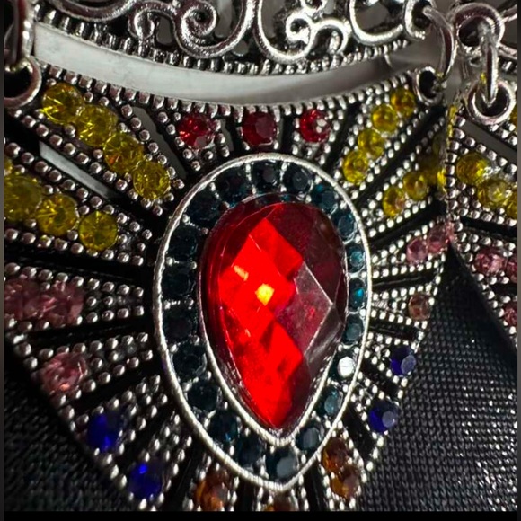 Boho Tibetan Teardrop Colorful Pendant Dangle Large Crystal Statement Earrings - Picture 4 of 7